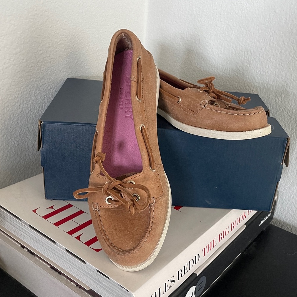 Sperry Top-Sider Women's Audrey 2-Eye Boat Shoe - Tan, Size 6.5